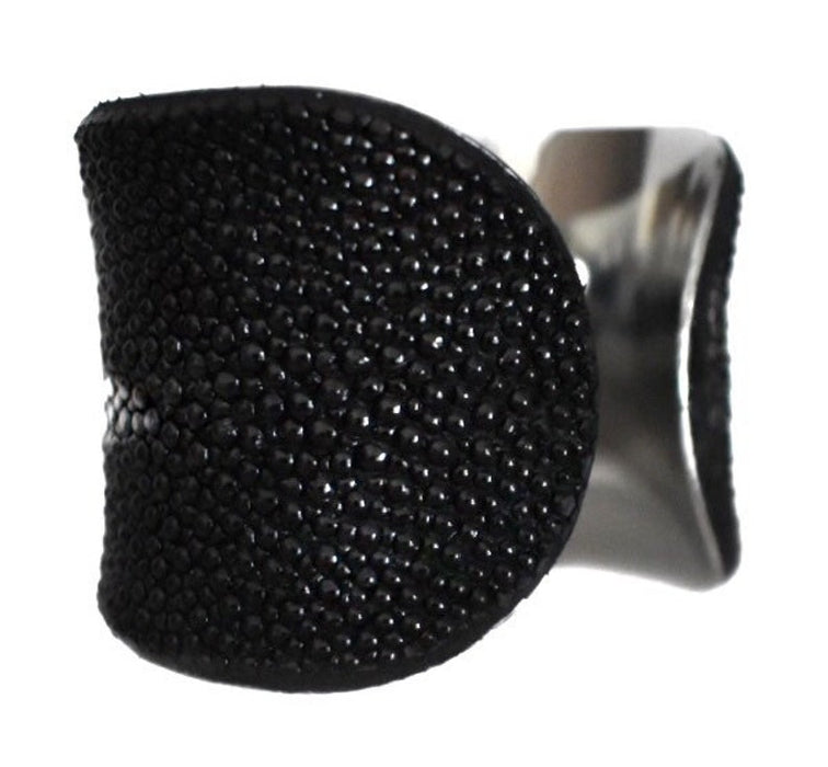 Black Center Cut Stingray Silver Lined Cuff - by UNEARTHED