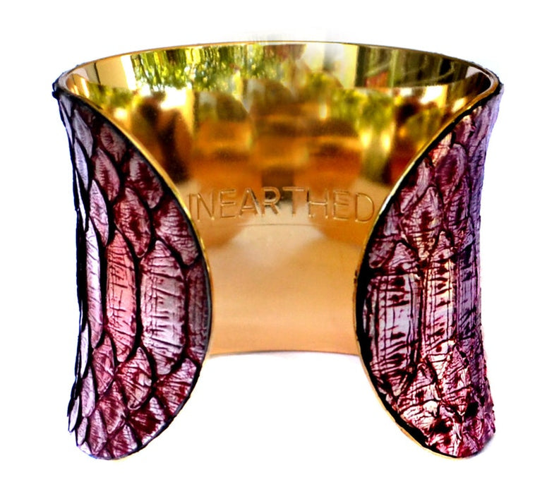 Red Snakeskin Gold Lined Cuff - by UNEARTHED