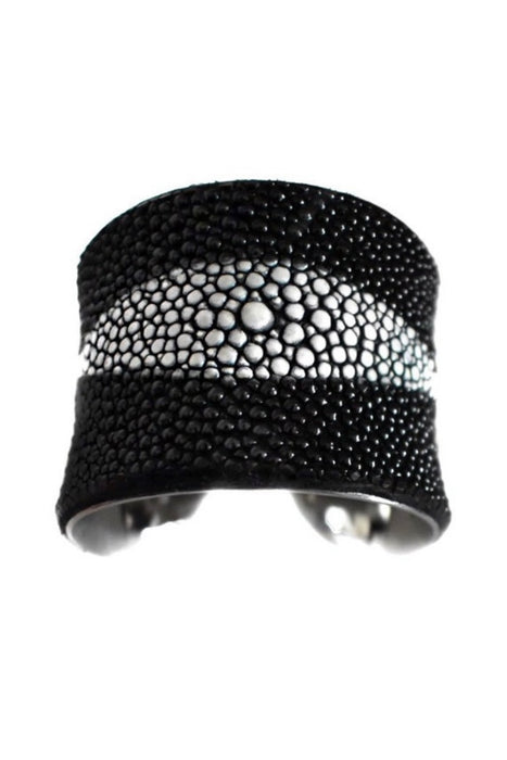 Black Center Cut Stingray Silver Lined Cuff - by UNEARTHED